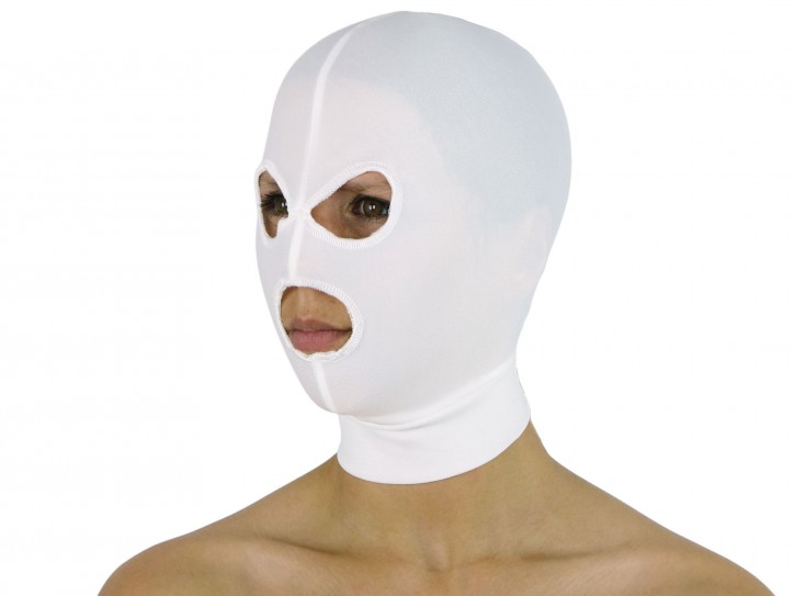 Dehnbare Kopfmaske mit 3 Öffnungen weiß