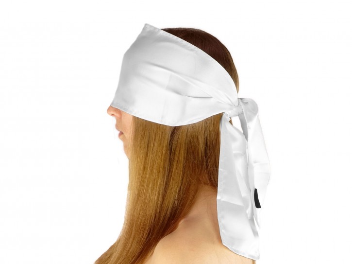 Breite Double-Layer premium Satin Augenbinde Weiß