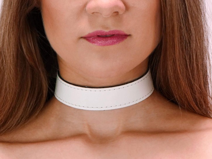 Dezentes BDSM Halsband clean Weiß