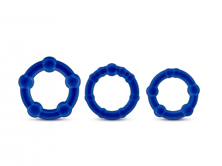 Stay hard beaded Ringe blau 3tlg.