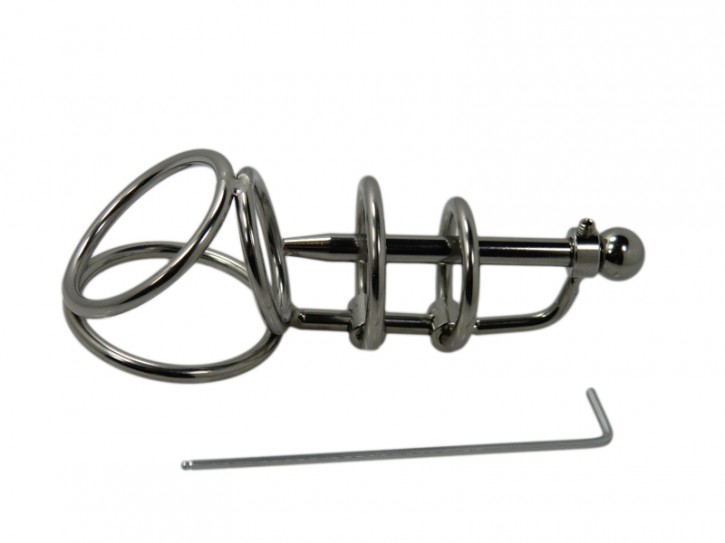 Triple-Penis-Ring mit Penisplug Dilator