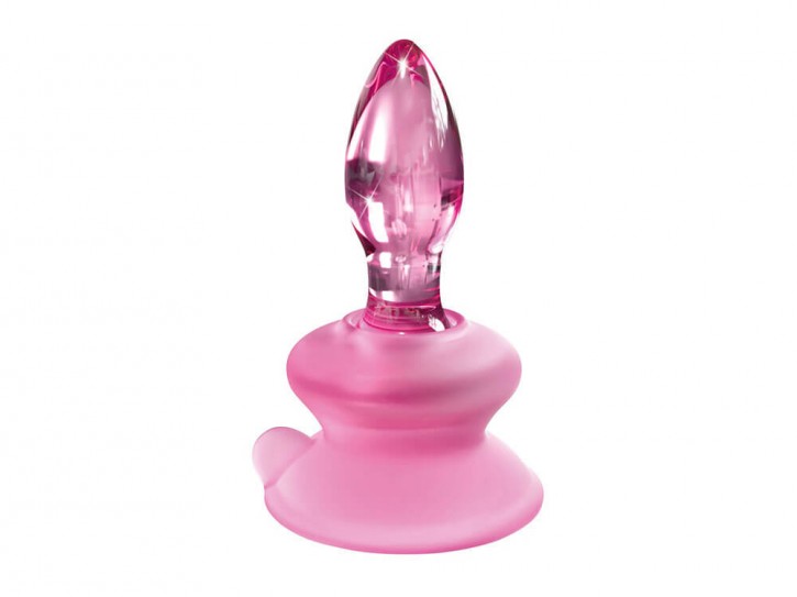 Icicles No.90 Glasplug mit abnehmbarem Saugfuß Rosa