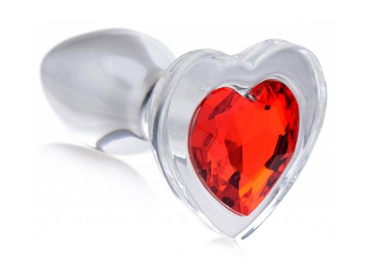 Booty Sparks Glas-Analplug mit Herz Schmuckstein large