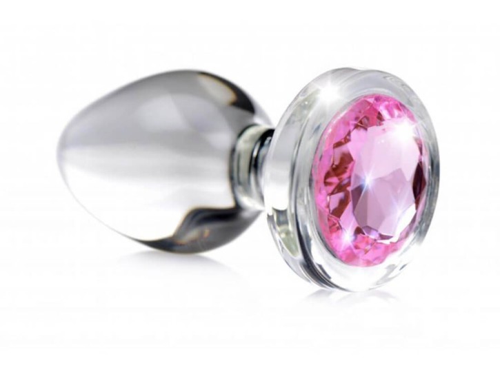 Booty Sparks Glas-Analplug mit Schmuckstein rosa