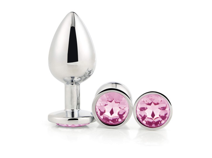 Deluxe Buttplug-Set mit Rosa Edelsteinen