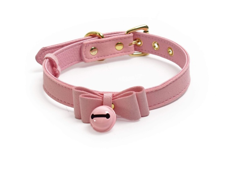 Süßes Halsband mit Schleife und Glocke Rosa