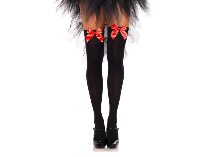 Leg Avenue schwarze Strümpfe mit roter Schleife